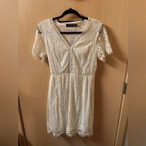 MEROKEETY White Lace Dress